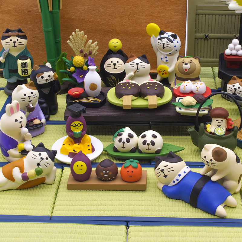 decole中秋赏月温泉达摩抹茶摆件