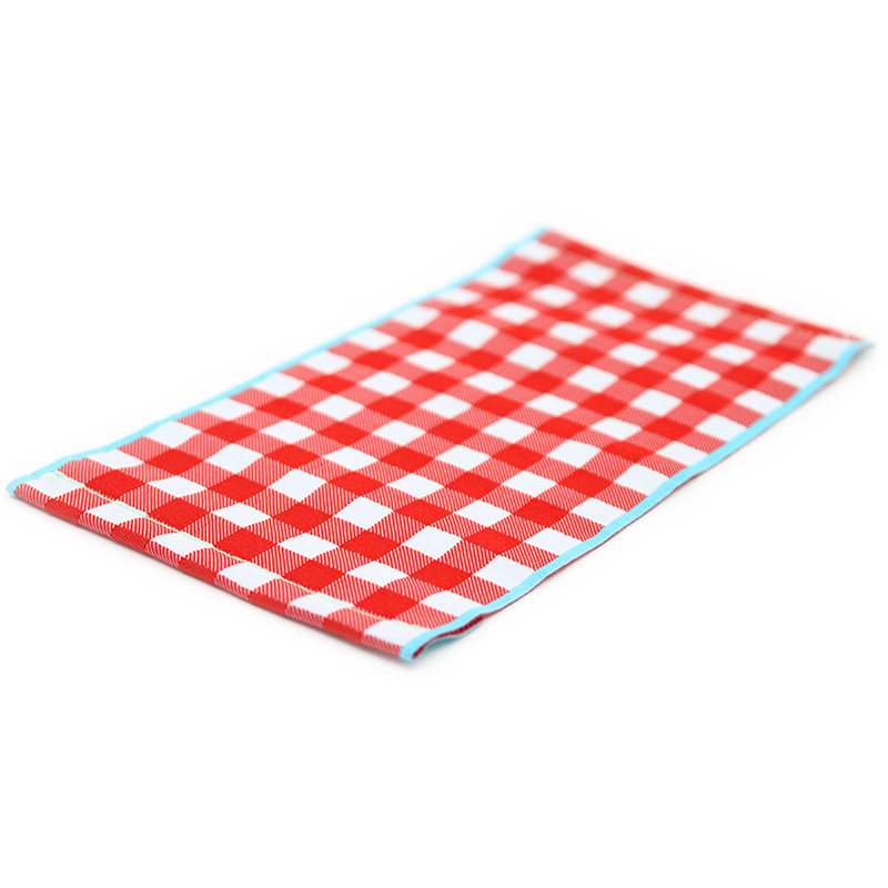 杂货日式田园和风红白格子布地毯搭配创意场景野餐迷你道具小摆件