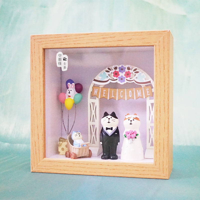 日式zakka猫咪相框展架装饰客厅