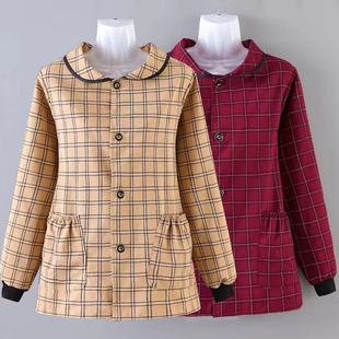 新款正穿长袖棉布短款翻领透气耐磨厨房家用做饭耐脏工作服罩衣女