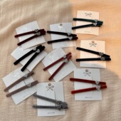 鸭嘴夹时尚 韩国同款 发饰气质百搭满钻爱心长款 简约刘海夹一字夹女