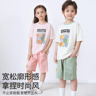 儿童睡衣套装夏季新款纯棉男孩男大童女童卡通小女孩家居服可外穿