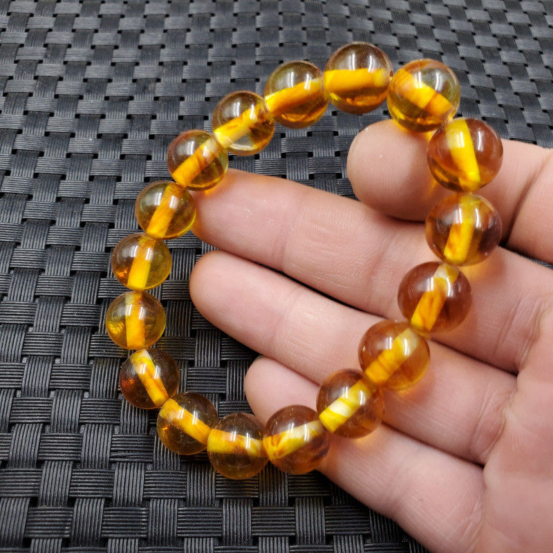 结缘珠宝仿琥珀圆珠手链仿金珀手链树脂手链饰品手串