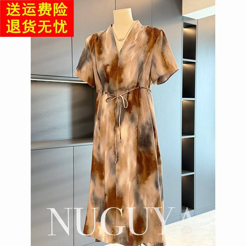 时尚洋派妈妈装雪纺洋装女短袖夏装新款气质百搭显瘦中老年裙子