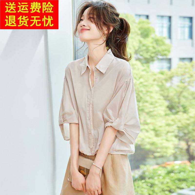 2025夏季新款时尚短袖衬衫外套女设计感独特棉麻衬衫别致宽松上衣