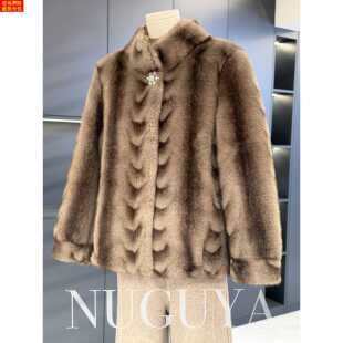 时尚中老年仿貂绒女大衣短款冬装新款加厚妈妈装仿皮草外套贵夫人