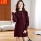 小个子宽松大尺码 针织洋装 女秋冬半高领中长版 百搭洋派打底毛衣裙