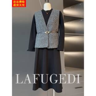 中年轻妈妈春秋连衣裙气质百搭显瘦中老年女装秋冬两件套装长裙子