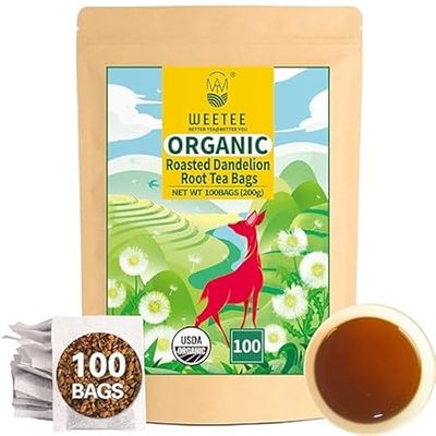 WT WEETEE Organic Roasted Dandelion Root Tea Bags， CERTIF