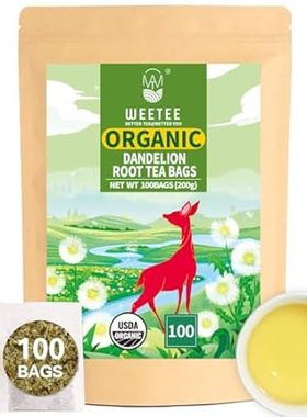 WT WEETEE Organic Dandelion Root Tea Bags， CERTIFIED USDA