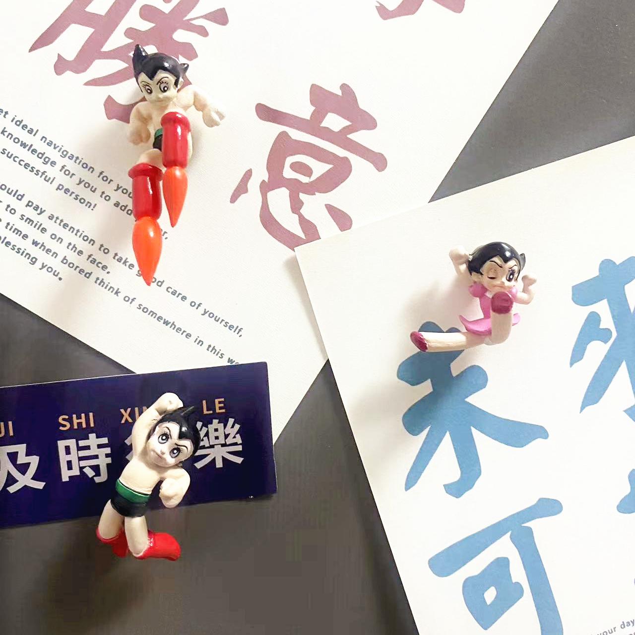 阿童木迷你公仔冰箱贴便签创意磁铁磁贴家居装饰可爱强力立体