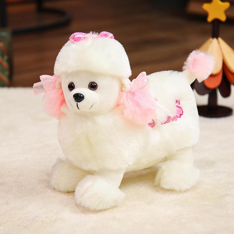 可爱贵宾犬公仔毛绒玩具真狗狗玩靠垫/抱枕