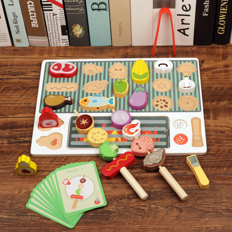 过家家玩具烧烤串珠儿童娃娃家区域材料幼儿园益智区精细动作训练