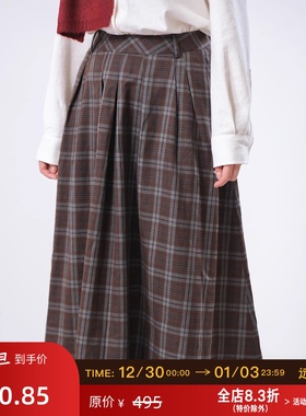 远家圣诞色 苏格兰格子 后松紧半身裙HL3972限量