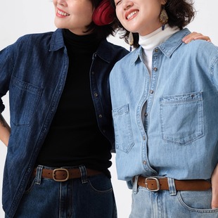 牛仔衬衫 翻领洗水加软长袖 衬衣 叠穿内搭基础款 120 远家经典 款