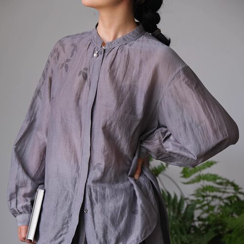 远家胡桃木染拓印衬衫LL5308