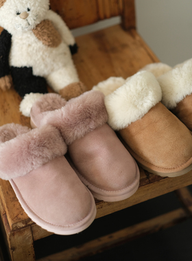 远家年服羊皮毛一体拖鞋加绒保暖一脚蹬百搭懒人鞋子冬WL-486 限