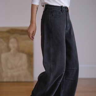 加绒牛仔裤 冬新F 宽松直筒厚实长裤 子 158限 百搭休闲阔腿裤 远家