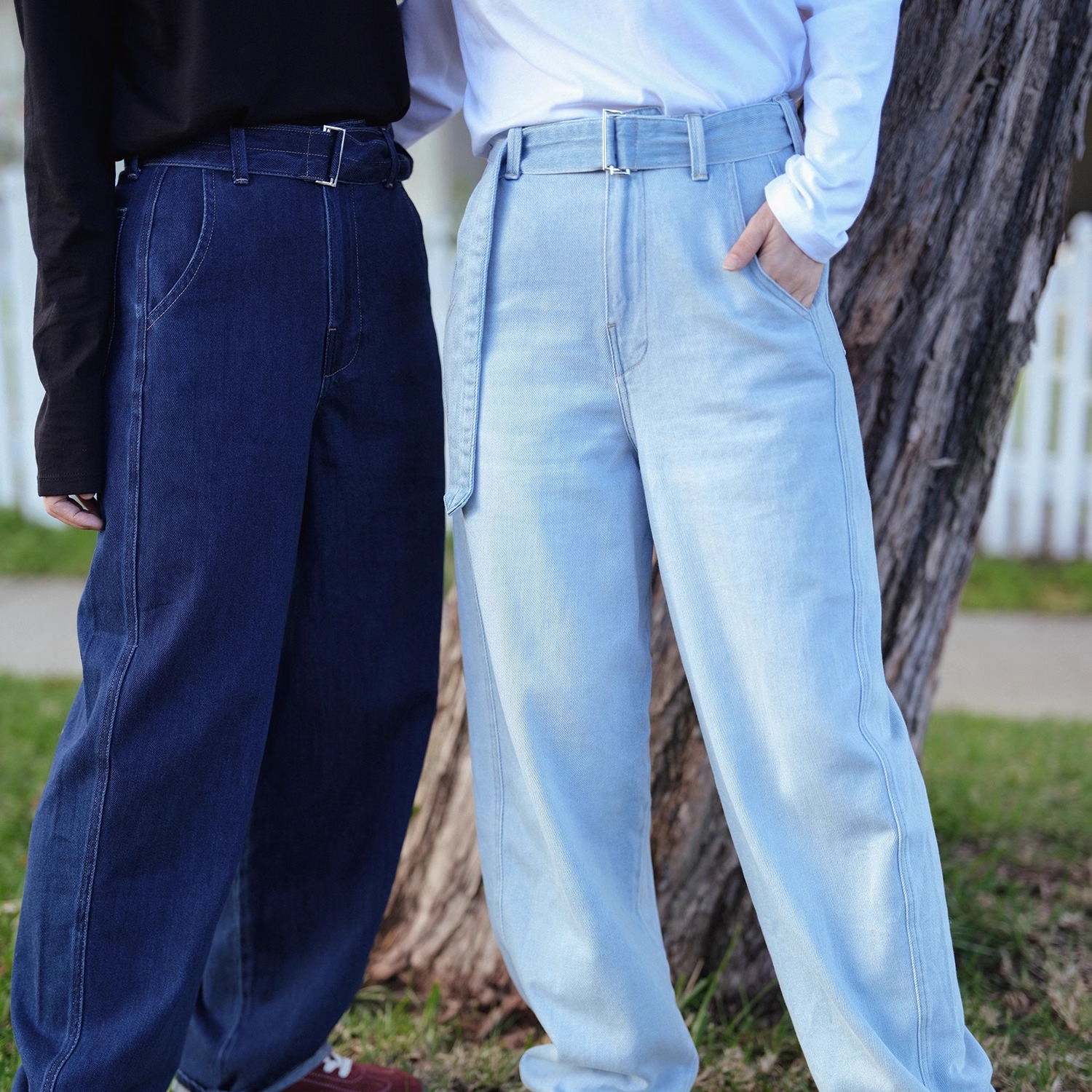 远家可拆卸腰带牛仔裤