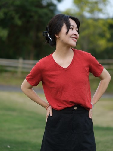 远家新疆海岛棉针织T恤V