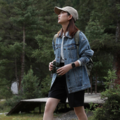 纯棉牛仔外套长袖 宽松大版 BF风浅色做旧秋H 远家原创女装 121 限量