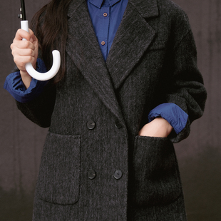 远家牦牛绒绵羊毛桑蚕丝双面呢西服外套 翻驳领短大衣F-132限量