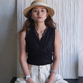 远家黑色V领蕾丝背心 打底单穿叠穿无胸垫内衣 807限量