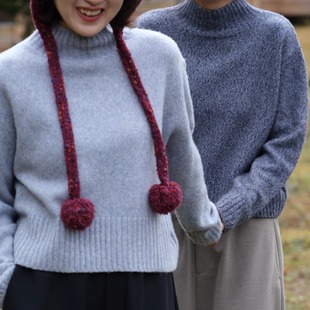 579限 花纱套头小个子上衣冬新Y 远家 山羊绒羊毛高领毛衣