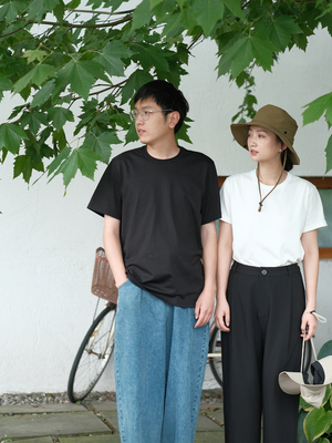 远家短袖基础款印字情侣T恤