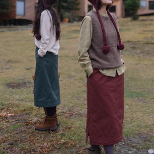 远家 直筒通勤户外休闲裙子秋HF5938限 摇粒绒户外全松紧腰半身裙