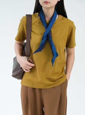 远家草木染蓝染槐花染茶染真丝欧根纱领巾发带帽饰围巾HT1627限量