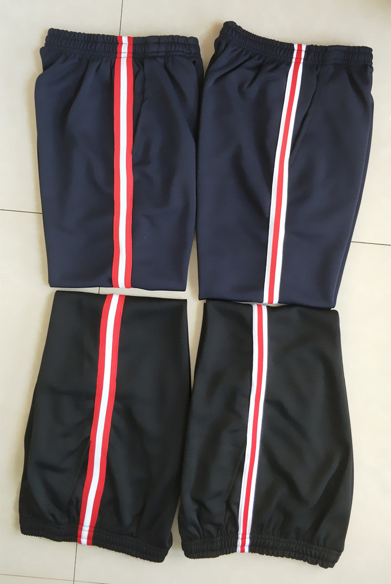 春秋季校裤藏蓝色学生校服裤子宽红色杠拼一道白条白底红杠边单裤