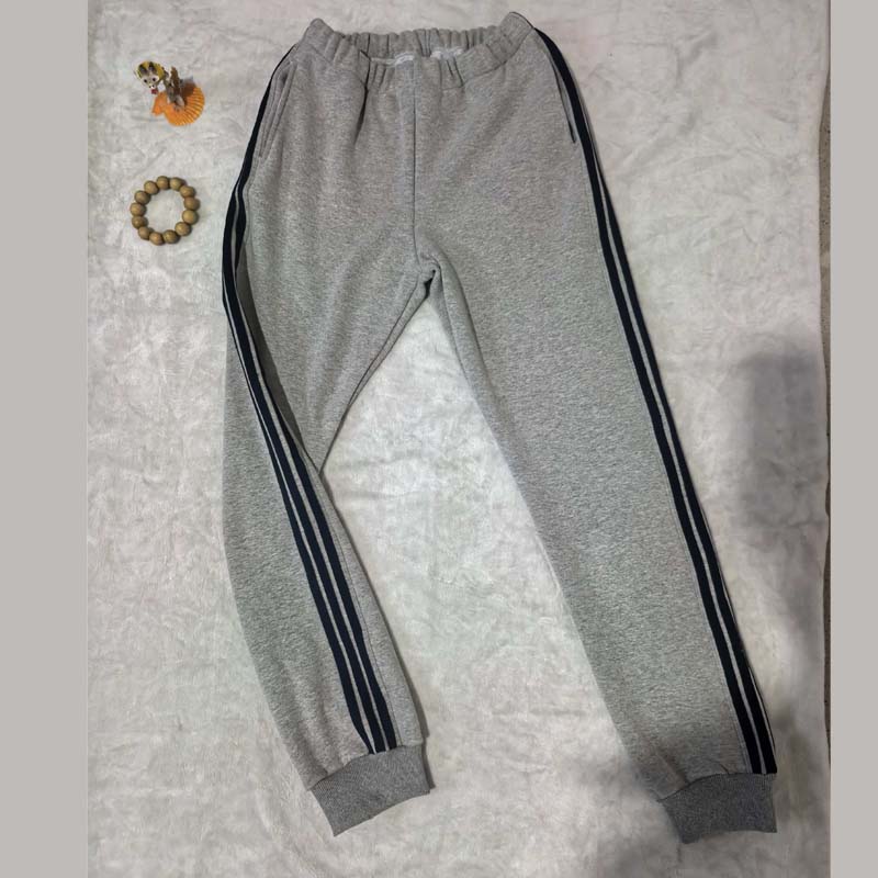 大庆市新潮浅灰色校裤三道杠藏蓝杠3条边深蓝杠杠收口校服裤子冬