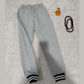 收口束脚藏蓝色两道白杠二白边 校裤 中小学生浅灰色春秋款 纯色净版