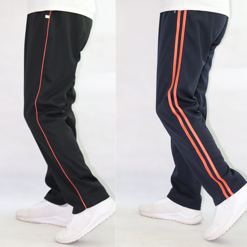 冬款藏蓝色双橙杠橘杠小学生初中生校服裤加绒一道橙色条运动校裤