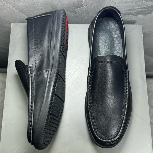 一脚蹬男鞋夏季透气牛皮鞋男士商务真皮软底软皮中老年爸爸休闲鞋