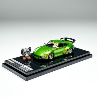MH MOTORHELIX 1:64 保时捷993 极地模型定制色 蟒蛇绿合金车模型