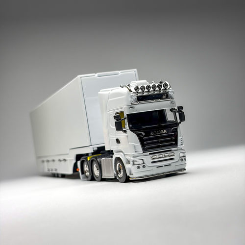 HH Model 1:64 斯堪尼亚s730 鸥翼门货柜拖车运输车 合金全开模型
