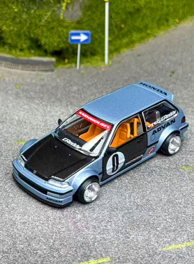 Kaido House+MINIGT 1:64 #179本田Civic EF浅蓝色合金汽车模型