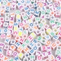 White & Fluorescent Square Letter Beads 100 Pcs/Pack