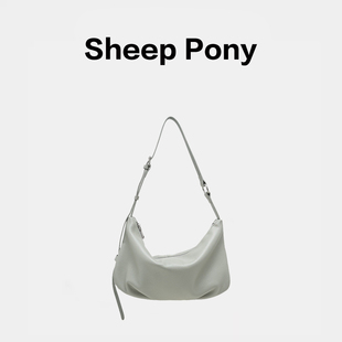 SHEEP PONY2026年新款浅色系单肩包包女斜挎包韩国小众褶皱腋下包