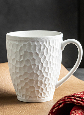 高颜值下午茶杯水杯纯白色陶瓷咖啡杯碟套装办公室马克杯家用杯子