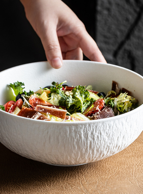 纯白色精致石纹圆碗陶瓷饭碗吃饭碗个人拉面碗汤碗牛肉面碗大碗