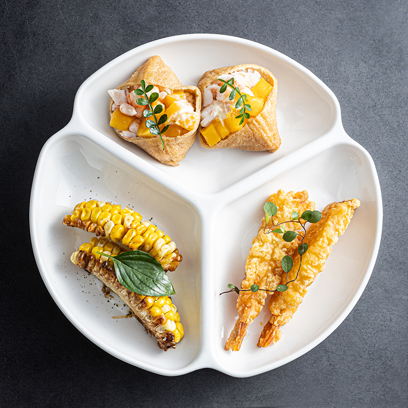 2025款纯白色分格盘减脂定量分餐盘早餐盘陶瓷餐具宝宝一人食餐盘