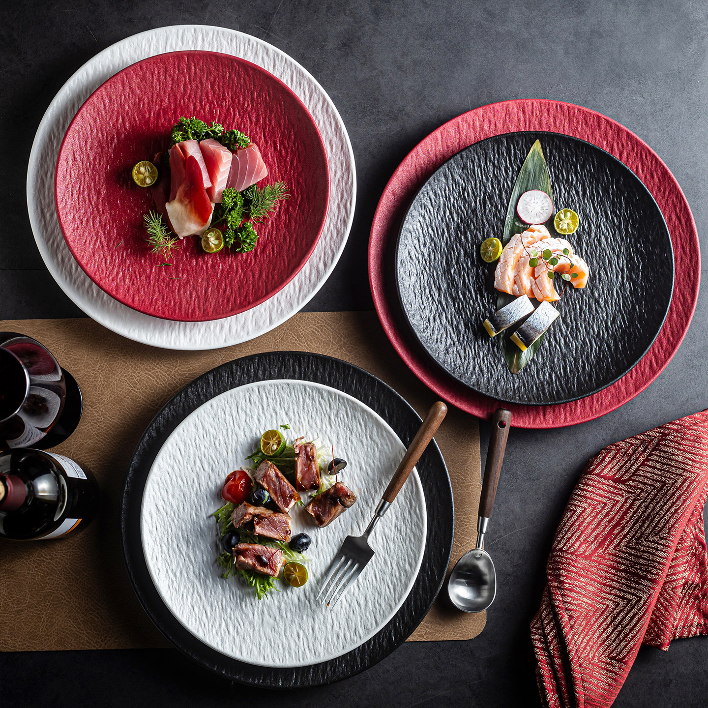 高级感圆形平盘浅盘家用饺子盘西餐盘子早餐盘纯色陶瓷餐具碟盘,餐饮具,盘,淘宝优惠券,粉丝福利购,淘宝优惠卷