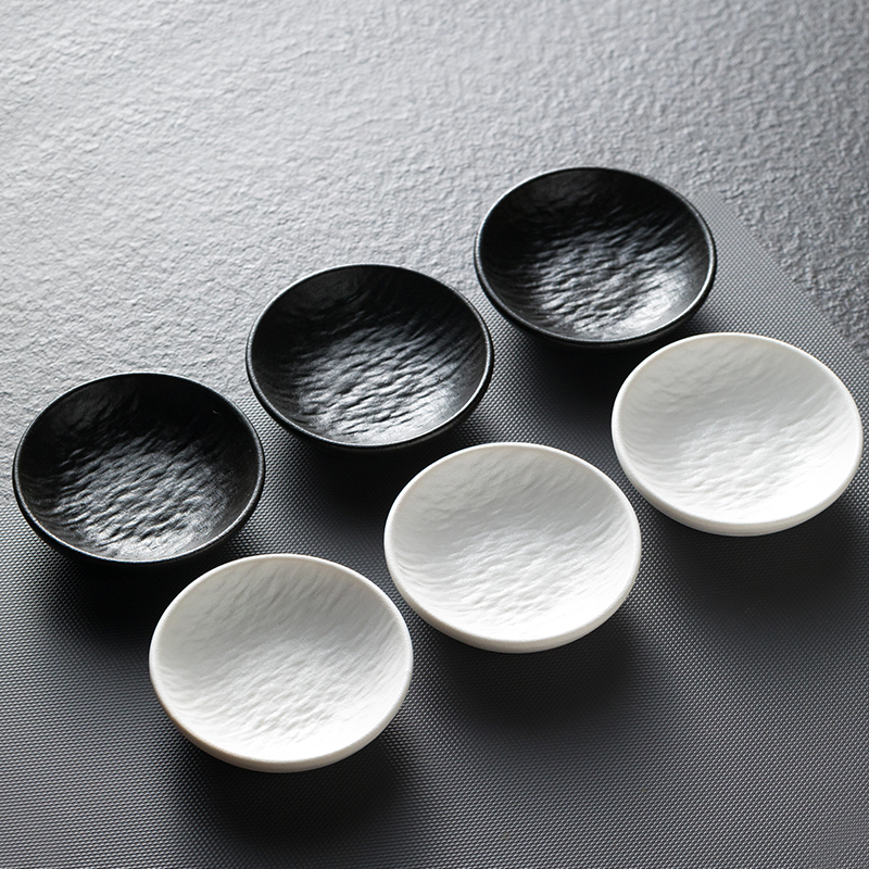 石纹味碟圆形小碟子高端餐厅寿司碟酱料调味碟小平碟商用陶瓷碟子