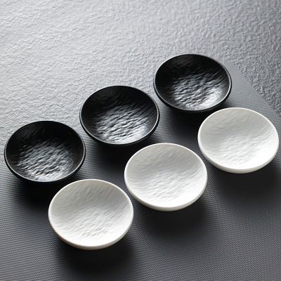 石纹味碟圆形小碟子高端餐厅寿司碟酱料调味碟小平碟商用陶瓷碟子