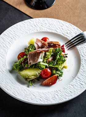 纯白色西餐盘牛排盘子沙拉盘陶瓷盘精致菜盘甜品点心盘寿司盘子