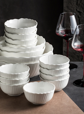 白色陶瓷碗小碗创意吃饭米饭碗汤碗高级餐厅餐具碗盘家用特色菜碗