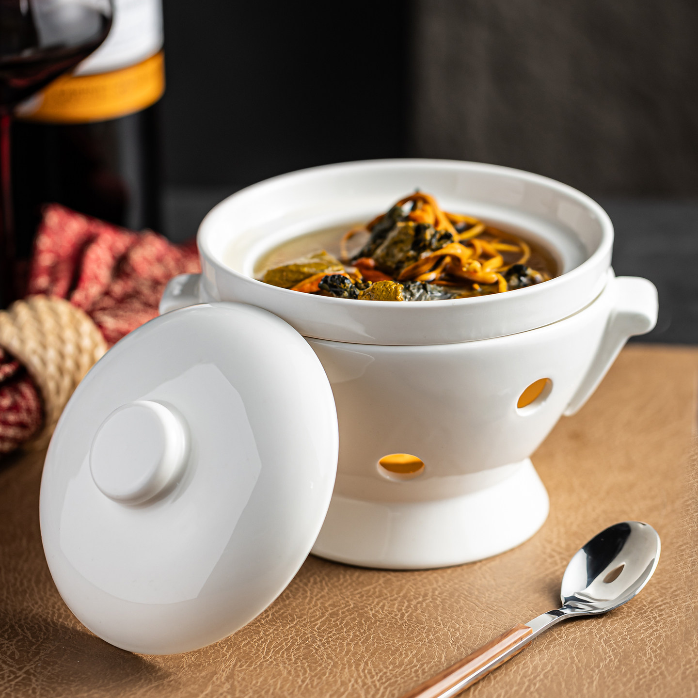 高脚双耳炉翅盅创意陶瓷炖盅燕窝补品养生煲汤盅商用专用餐具套装